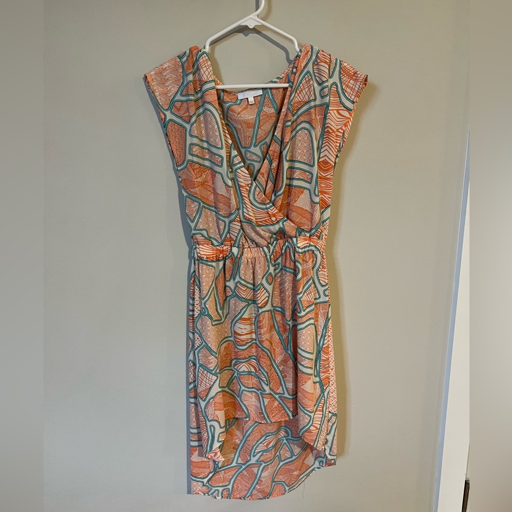 High low coral and blue dress